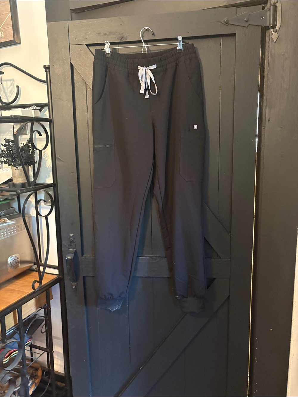 Figs Black Joggers with White Drawstring